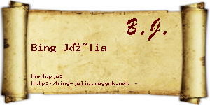 Bing Júlia névjegykártya